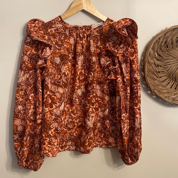 Ulla Johnson Tops - Ulla Johnson medine floral blouse ruffle rust color size 2